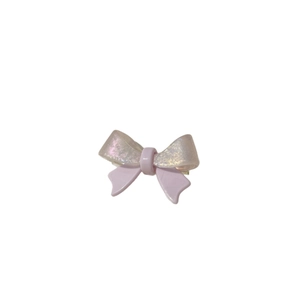 Elegant double-layered acetate bow hair clip with lavender and holographic glitter finish