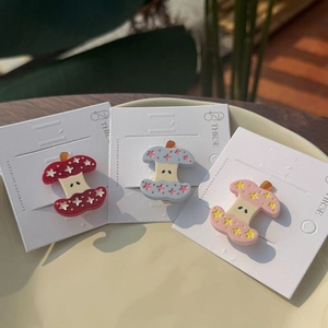 Pinces à Cheveux Coréennes en Acétate Forme Cœur de Pomme et Étoile Barrettes Douces pour Femmes Filles Enfants