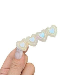 Iridescent heart hair clip with colorful sequins and silver glitters for women