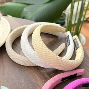 Handmade waffle texture padded headbands in assorted pastel candy colors for women