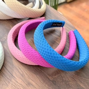 Thick candy color knitted headbands with 3D honeycomb texture in multiple vibrant colors