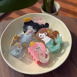 Cartoon Mermaid Acetate Hair Claw Clip Cute Ocean Star Hair Accessories For Women Girls Handmade Shark Clip