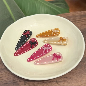 Sweet Acetate Bow Hair Clip Triangle Waterdrop Duckbill Clip Stitching Detail For Women Girls Daily Hair Accessories