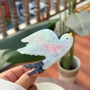 Cute swallow shaped acetate hair claw clip with colorful marble pattern for women