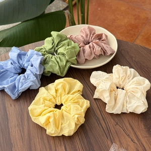 Handmade Pleated Fabric Scrunchies Soft Skin-Friendly Large Hair Ties Solid Color Fresh Sweet Hair Accessories For Women