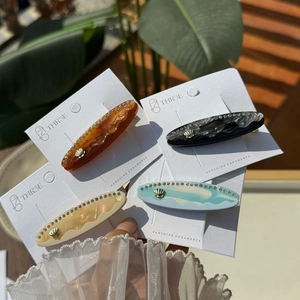 Fermaglio per Capelli in Acetato con Conchiglia e Strass Elegante Pinza a Becco d'Anatra Accessori per Capelli Stile Francese Donna