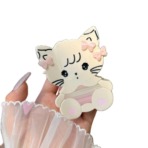 Cute acetate cat hair claw clip with pink bows for girls and elegant sweet hair accessories