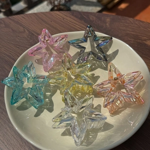 Iridescent Star Shape Hair Claw Clip Hollow Colorful Plastic Hair Catch Sweet Clear Shark Clip For Women Girls Hair Accessories