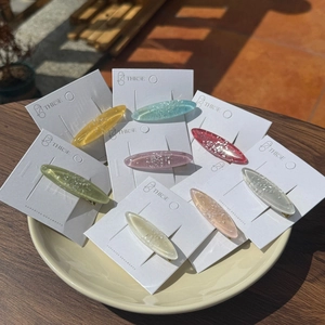 Barrettes à Cheveux en Résine Ovale Élégantes Paillettes Brillantes Couleur Gelée Bec de Canard pour Femmes Filles Accessoires Cheveux