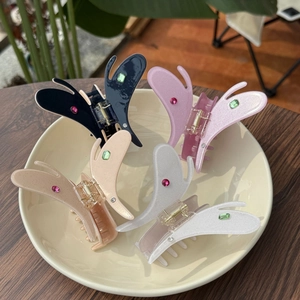 Butterfly Acetate Hair Claw Clip Sparkling Rhinestone Hair Accessory For Women Jelly Color Large Shark Clip Styling Tool