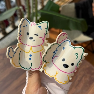 Pince à Cheveux en Acétate Chien de Dessin Animé avec Contour Coloré Forme de Chien Pour Femmes Filles Accessoires de Mode Quotidiens