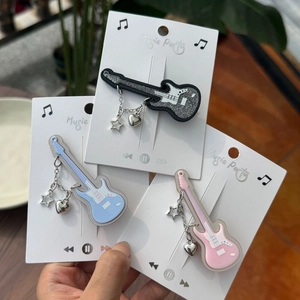 Barrettes à Cheveux en Acrylique Forme Guitare Avec Pendentif Étoile Cœur Style Coréen Accessoires de Coiffure pour Femmes