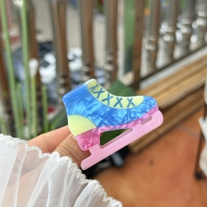 Colorful ice skate acrylic hair claw clip with pearlescent finish for high ponytail