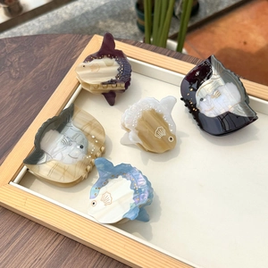 Ocean Series Cellulose Acetate Sunfish Hair Claw Clip Creative Marine Animal Pufferfish Hair Accessories For Women Girls