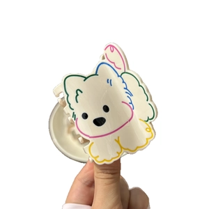 Pince à cheveux mignonne chien Westie avec motifs à rayures colorées blanc crème