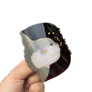 Artistic Mola Mola puffer fish hair claw clip made of glossy acetate in shell texture