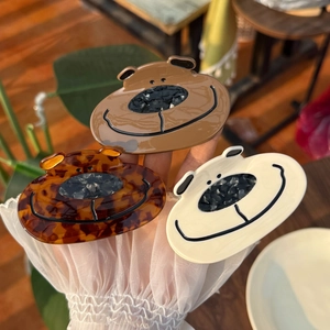 Pince à Cheveux Adorable en Acétate Tête de Chien Brillante Design Cartoon pour Femmes Filles Accessoires de Coiffure Quotidiens