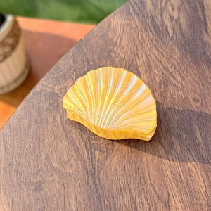 Elegant shell-shaped hair claw clip with colorful iridescent pearl laser finish