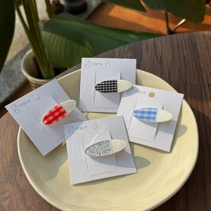Sweet Oval Acrylic Hair Clips Plaid Grid Patchwork Lace Edge Glitter Duckbill Clips Cute Hair Accessories Women Girls Styling