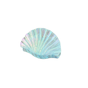 Holographic shell hair claw clip with colorful iridescent gradient and mermaid finish