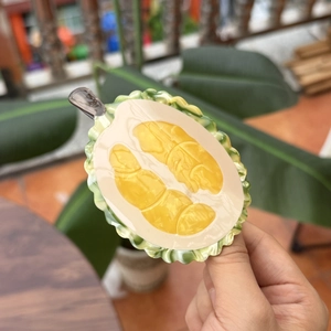 Pince à cheveux créative en forme de durian, finition acétate jaune et verte