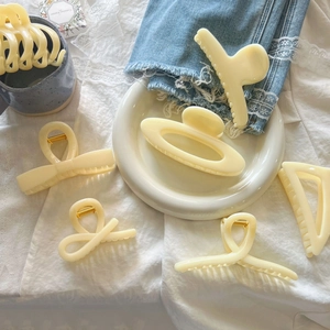 French style matte cream hair claws collection in various geometric shapes with metal spring