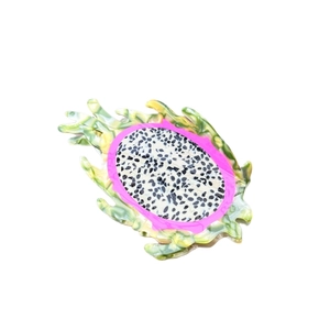 Pince à cheveux créative en forme de fruit du dragon en acétate rose et vert texturé