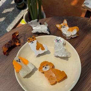 Schattige Cartoon Hond Vormige Acetaat Haarklemmen Voor Vrouwen Meisjes Grappige Corgi Poedel Teckel Dierlijk Patroon Haaraccessoires