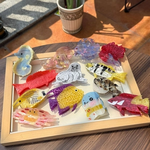 Cute Marine Animal Acetate Hair Claw Clips Octopus Seahorse Crab Seal Fish Jellyfish Hair Clips For Women Daily Vacation Beach Hair Accessories
