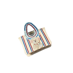 Pince à cheveux mignonne en forme de sac à main avec rayures et motif de chien