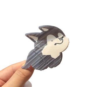 Schattige husky hond haarspeld van grijs marmeren acetaat voor creatieve haarstijlen