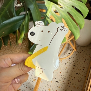 Pinza per capelli a forma di orso in acetato con borsa gialla in stile coreano