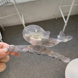 Marine whale shaped acetate hair claw clip with iridescent laser finish for girls