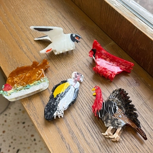 Acetate Animal Shape Hair Claw Clips Creative Turkey Vulture Seagull Cardinal Roast Turkey Thanksgiving Hair Accessories For Women