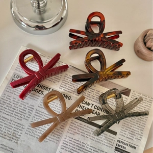 Elegante Molletta per Capelli a Fiocco Retro Resina Opaca Tartarugata Nodo Incrociato Fermaglio per Capelli Stile Francese per Donna