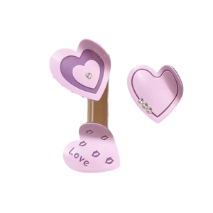 Lot de trois pinces à cheveux violettes en forme de cœur avec strass et motif Love