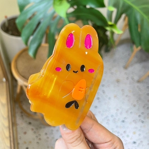 Niedliche Karotten-Hasen-Haarklammer aus orangefarbenem Acetat mit Cartoon-Design für Damen