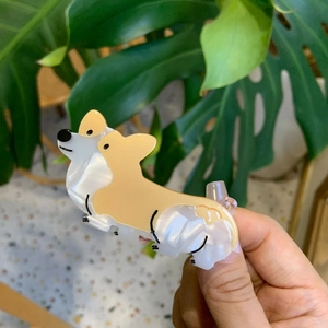 Λεπτομέρεια από κλάμερ μαλλιών Corgi από υψηλής ποιότητας οξική κυτταρίνη με γυαλιστερό