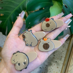 Cute Capybara Cartoon Acetate Hair Clip For Women Girls Animal Shape Duckbill Clip With Fruit Decor Side Hair Accessories