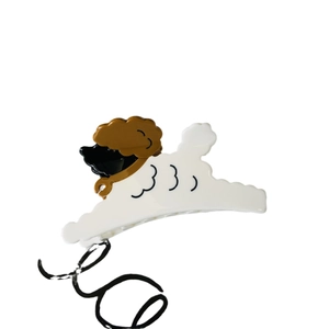 Cartoon acetate poodle dog hair claw clip with white cloud design for women