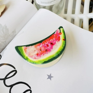 Watermelon shaped acrylic hair claw with Summertime mellow smile text for women