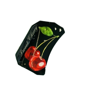 Black acrylic hair claw clip with sweet cherry pattern and white hearts decoration