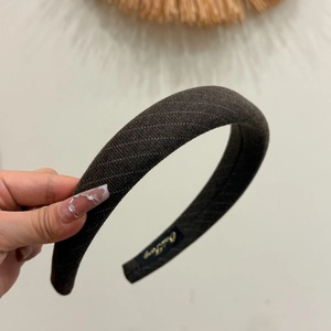 Brown wide-brimmed twill headband with high cranial top design for women accessory