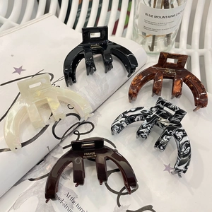 Handmade French Style Acetate Hair Claw Clip Elegant Medium Size Tortoise Marble Pattern Shark Clip Hair Accessories For Women Girls