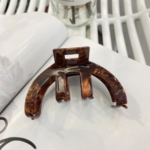 Elegant tortoise shell acetate hair claw clip with gold France Handmade logo engraving