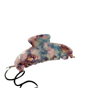Large marble pattern acetate hair claw clip with colorful marshmallow swirl design