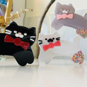 Cute Cat Shaped Acetic Acid Hair Claw Clip Sweet Bowknot Shark Clip Fashion Handmade Hair Accessory For Women Girls