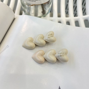 Lot de barrettes cœurs crème minimalistes avec finition brillante et gravure France Handmade