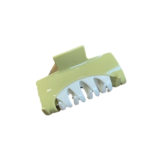 Minimalist green and white two-tone hair claw clip with sweet Korean style design