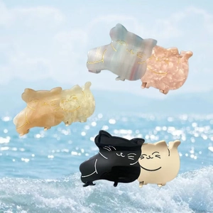 Détails de jolies pinces à cheveux chat en acétate aux diverses couleurs pastel